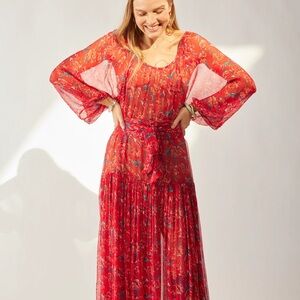 Natalie Martin Red Floral Laney Maxi Dress